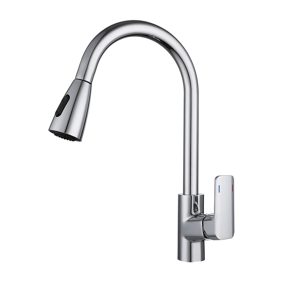 Eumtenr All Brass Cold and Hot Single Hole Pull Down Sprayer Single Control Kitchen Faucet