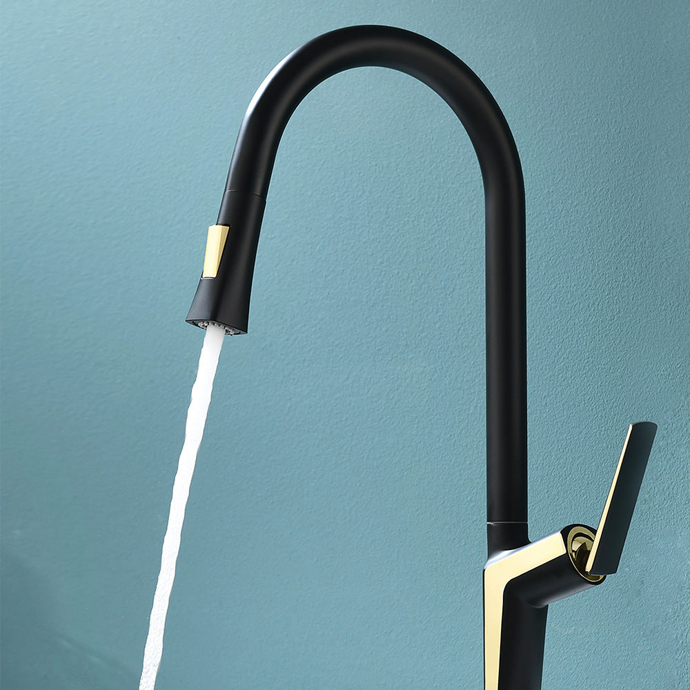 Full Brass Hot and Cold Water Pull Down Sprayer Kitchen Faucet
