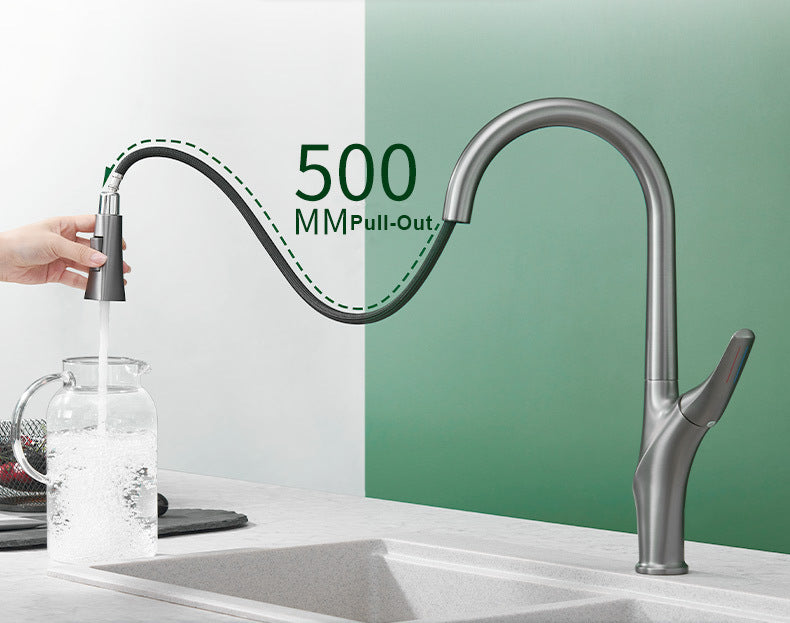 Eumtenr Solid Brass Hot and Cold Water Pull Down Sprayer Kitchen Faucet
