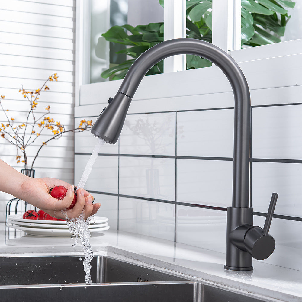 Kitchen Sink Faucet, Kitchen Faucet Brass with Pull Down Sprayer