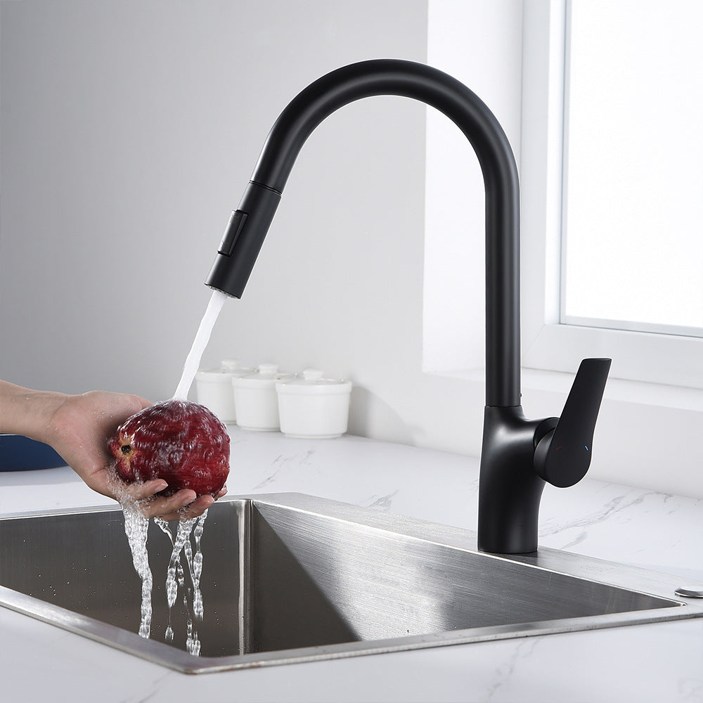 Full Brass Single Handle Single Hole Pull Down Sprayer Kitchen Sink Faucet (Dual Outlet Mode)