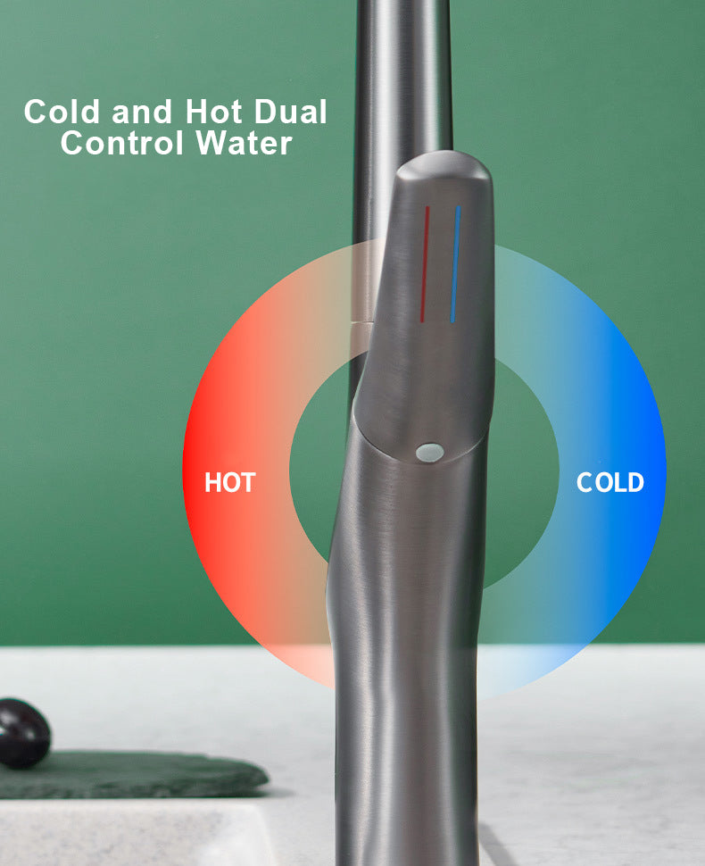 Küchenarmatur mit Pull-Down-Sprayer für heißes und kaltes Wasser aus massivem Messing