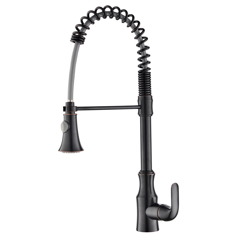 Commercial Brass Single Handle Single Hole Pull Down Sprayer Kitchen Sink Faucet