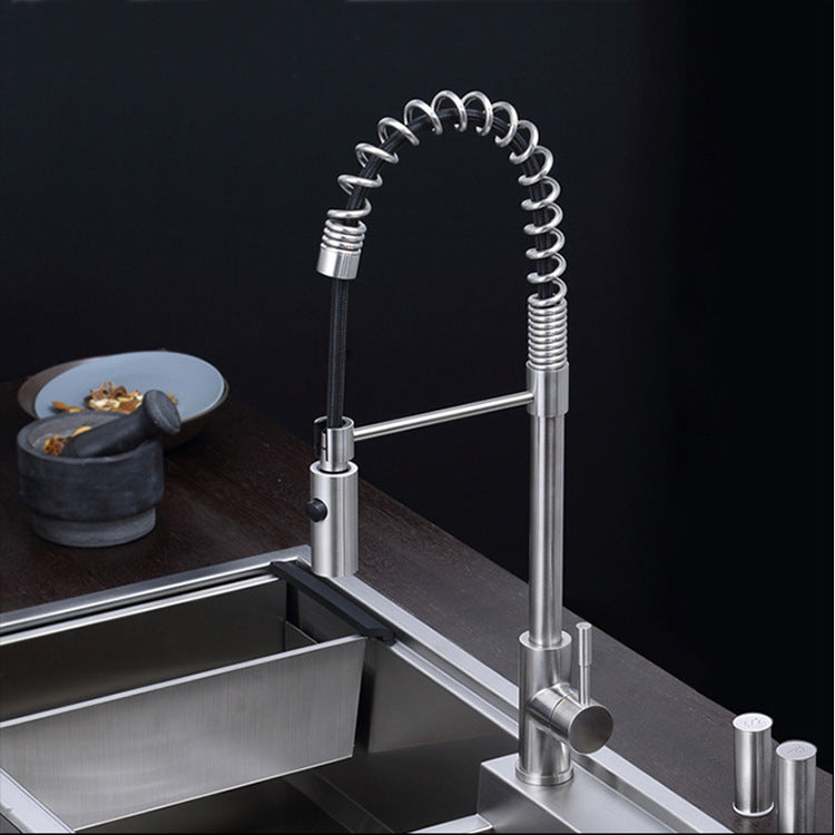Commercial Stainless Steel Single Handle Single Hole Pull Down Sprayer Kitchen Sink Faucet