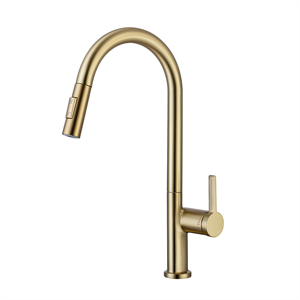 Brass Pulling and Retracting Kitchen Faucet with Hot and Cold Water