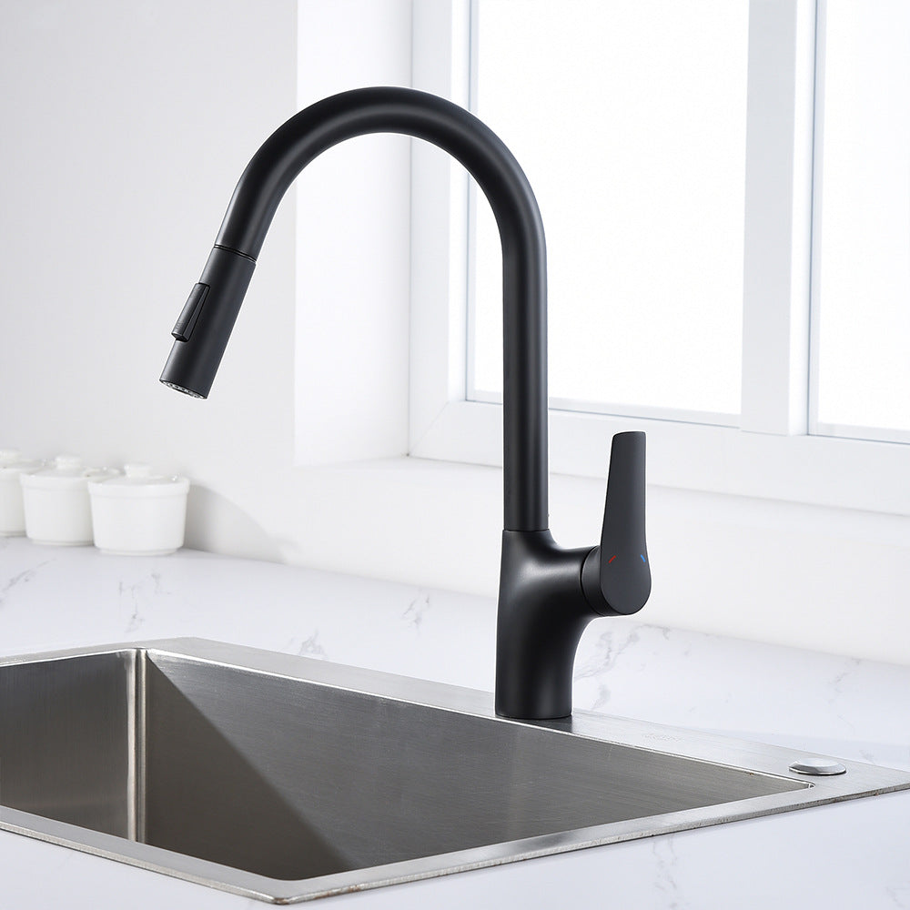 Full Brass Single Handle Single Hole Pull Down Sprayer Kitchen Sink Faucet (Dual Outlet Mode)