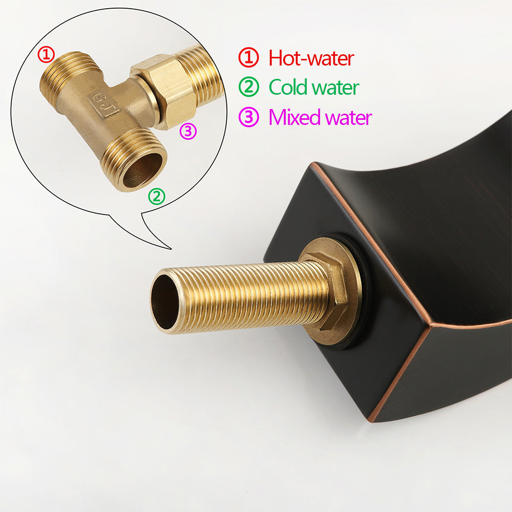 Solid Brass 3 Hole Bathroom Faucets with LED Light
