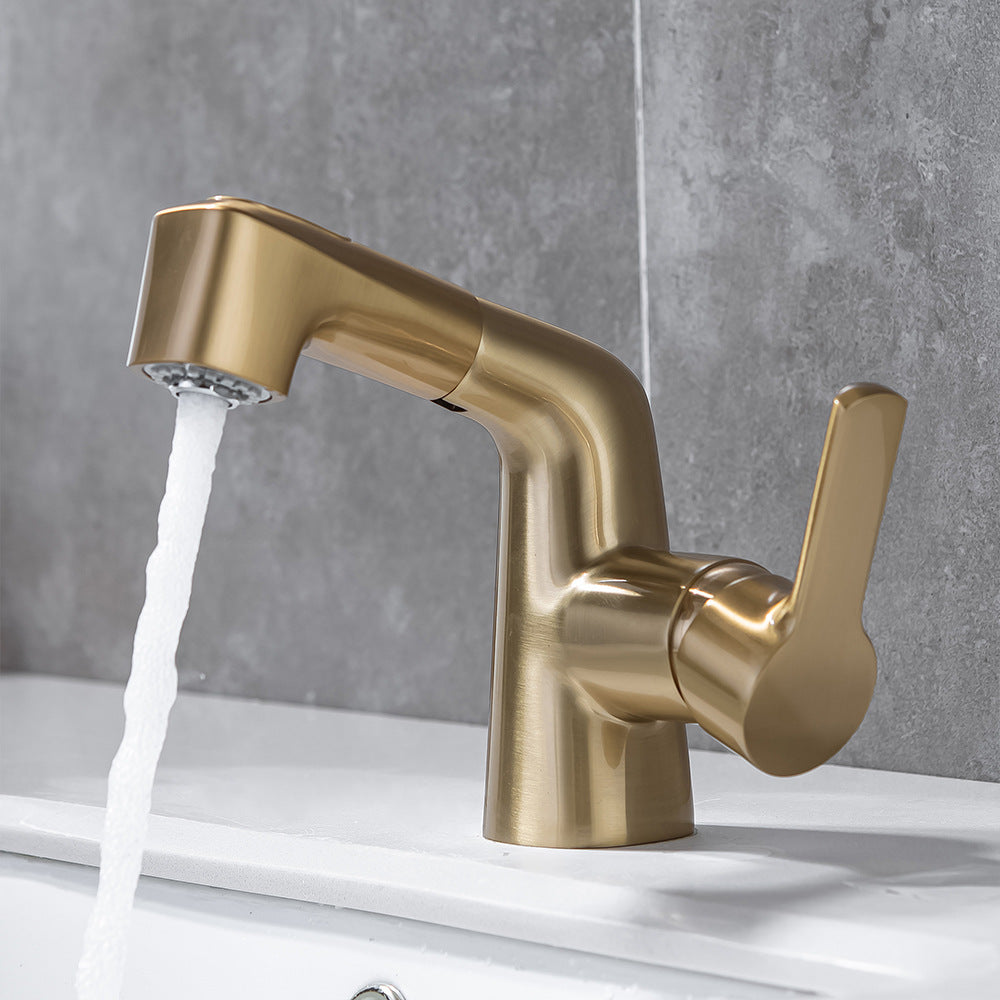Eumtenr Full Brass Hot and Cold Water Pull Down Bathroom Faucet