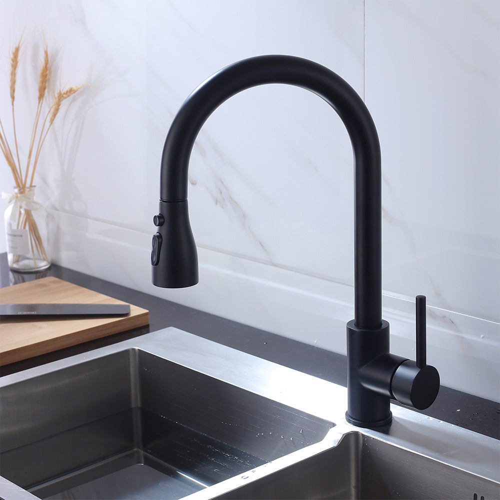 Eumtenr Brass Pulling and Retracting Kitchen Faucet with Hot and Cold Water