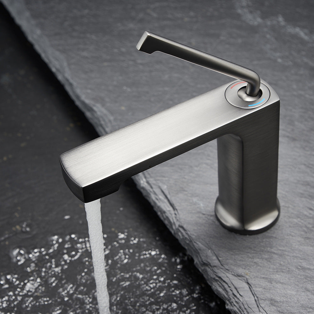 Square Brass One-Handle Modern Waterfall Bathroom Sink Faucet