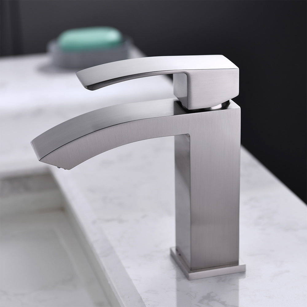 Brass Square Hot and Cold Water Bathroom Faucet