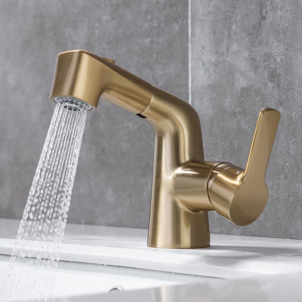 Eumtenr Full Brass Hot and Cold Water Pull Down Bathroom Faucet