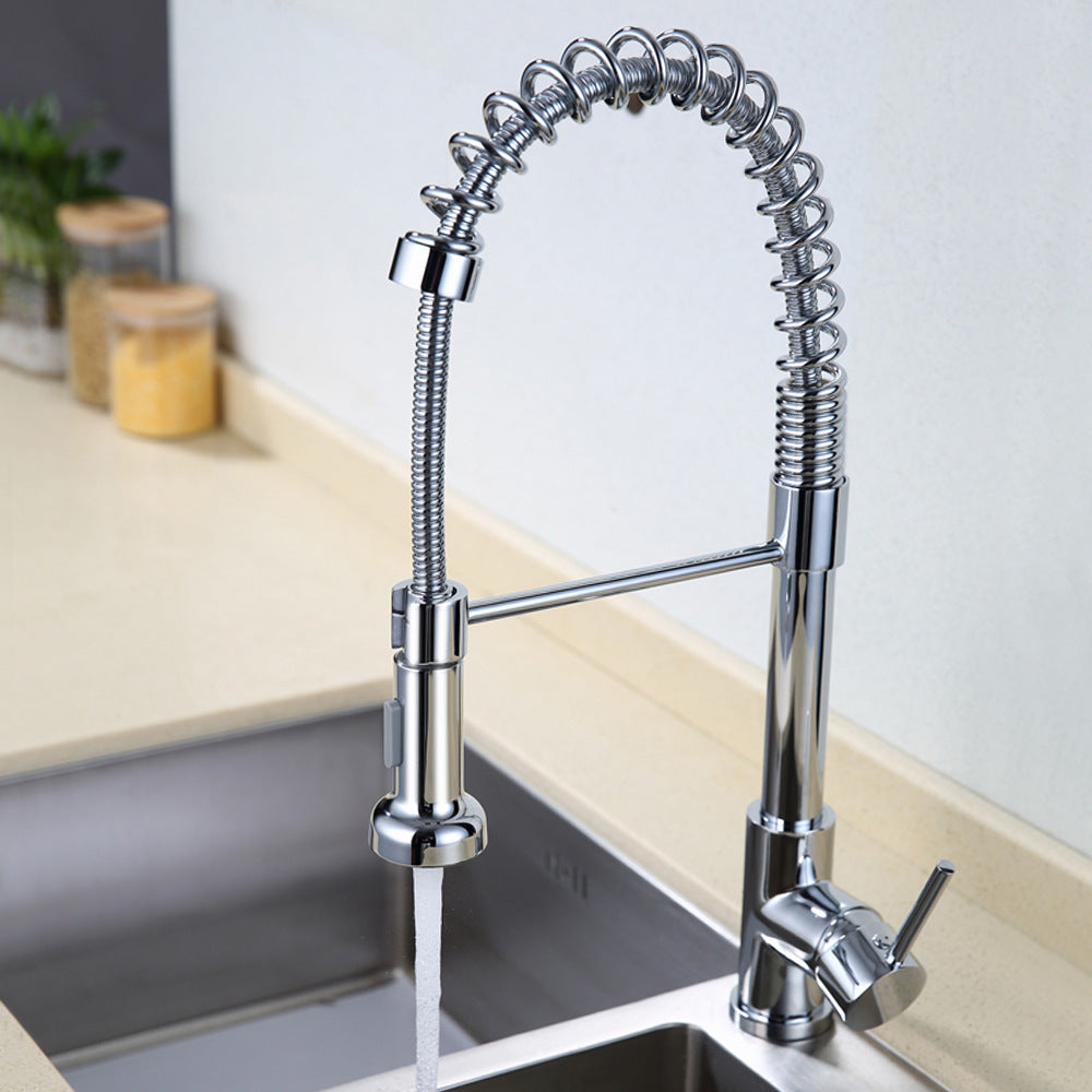 Eumtenr Commercial Stainless Steel Single Handle Single Hole Pull Down Sprayer Kitchen Sink Faucet