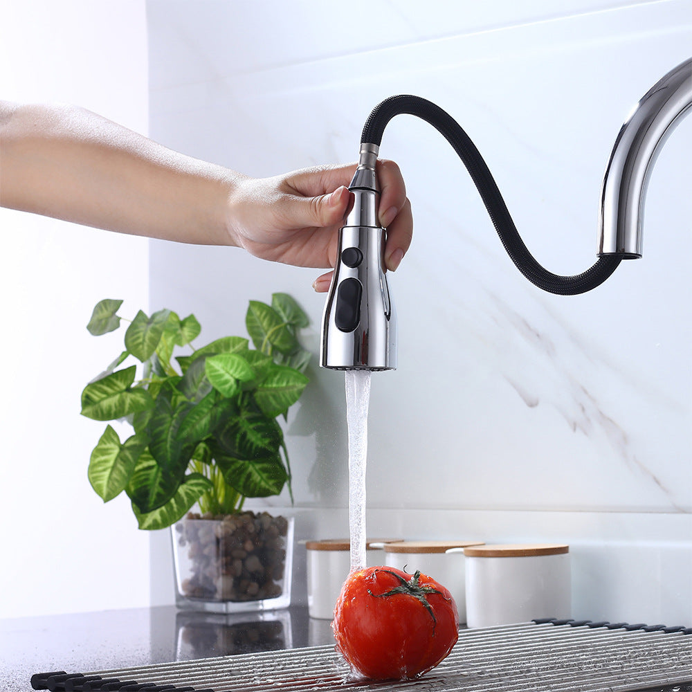 Eumtenr Brass Pulling and Retracting Kitchen Faucet with Hot and Cold Water