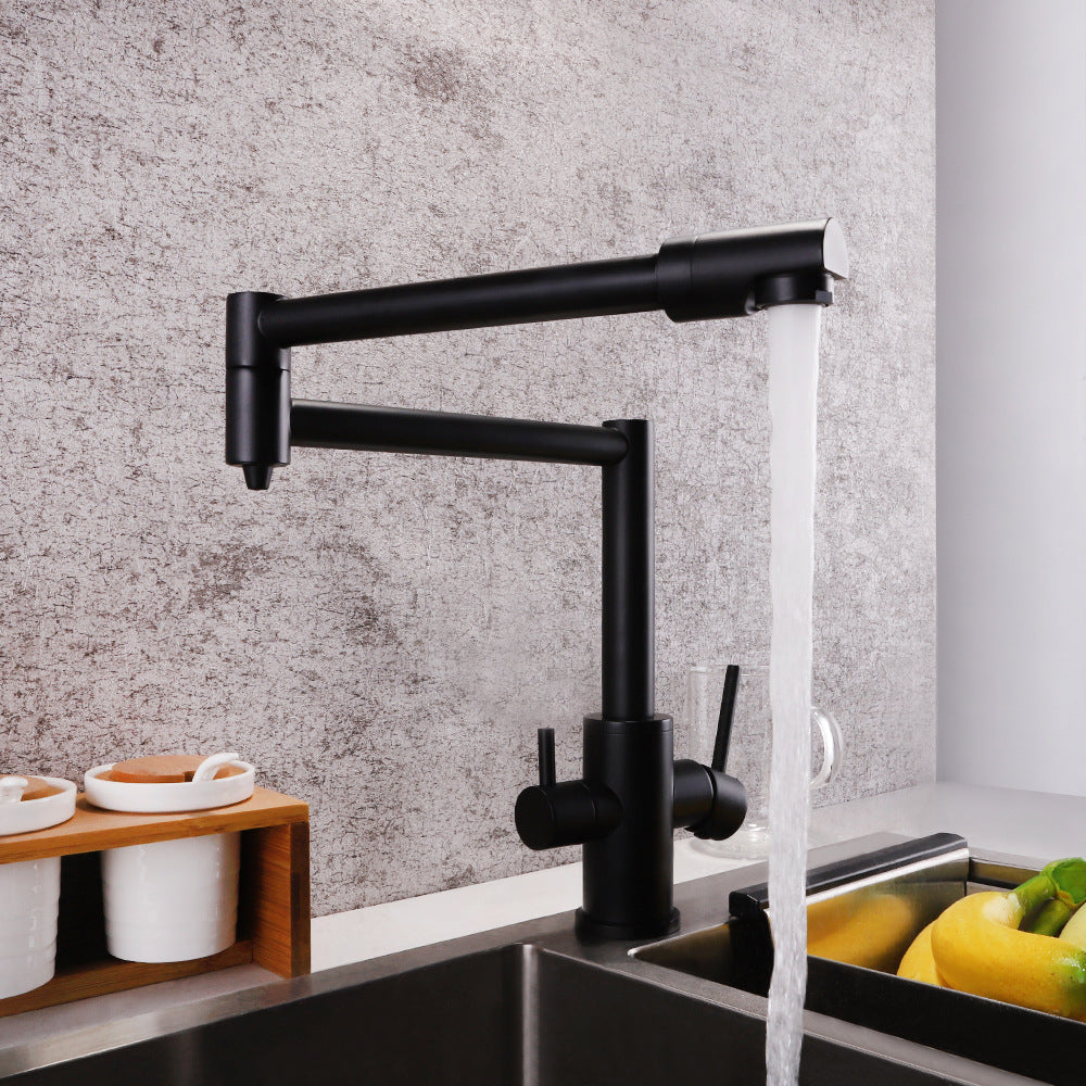 Full Brass Folding Dual Purpose Kitchen Faucet for Water Purification
