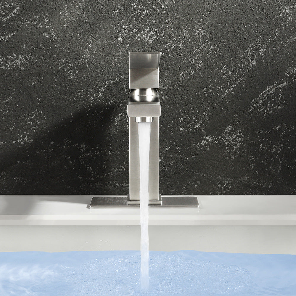 Modern 304 Stainless Steel Square Cold and Hot Single Hole Basin Faucet