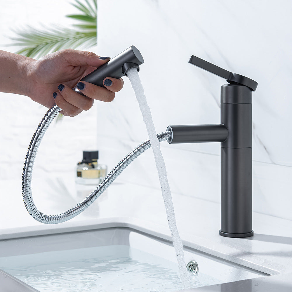 Eumtenr 1.5 GPM Single Hole Pre-Rinse Bathroom Faucet with Pull Down Sprayer
