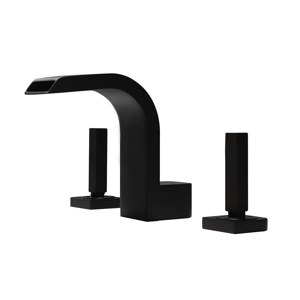 Brass Waterfall Basin Faucet with Dual Control of Cold and Hot Handles